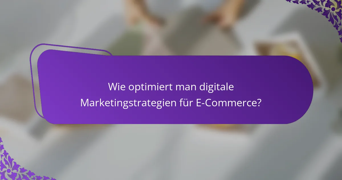 Wie optimiert man digitale Marketingstrategien für E-Commerce?
